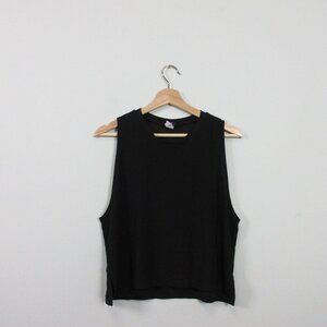 Onzie Tank Top Women M Black Round Neck Performance Activewear Yoga Fitness 94